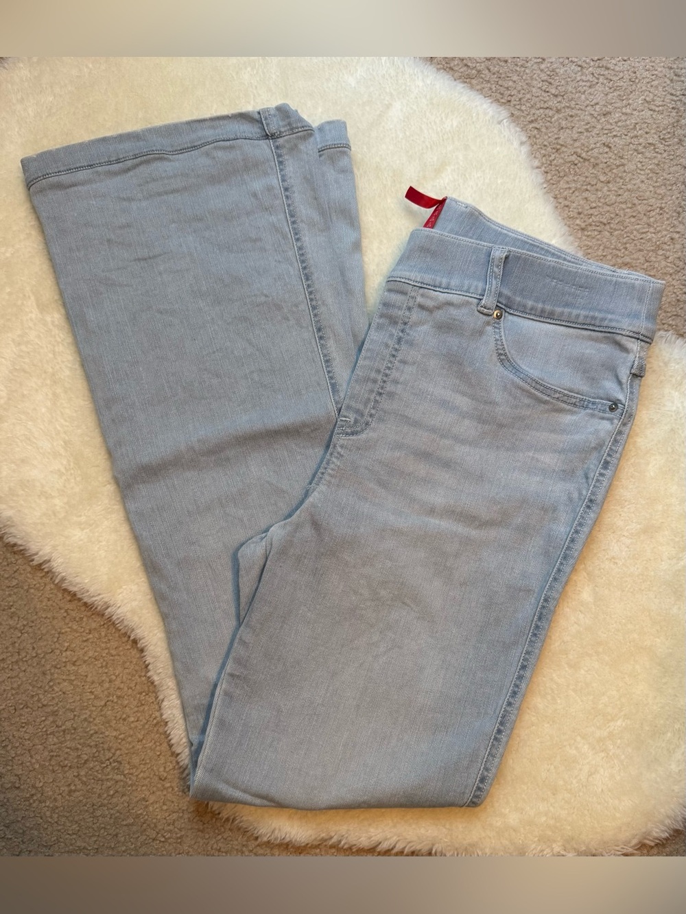 SPANX Pull-On Jeans Light Wash Flare Stretch Size Large